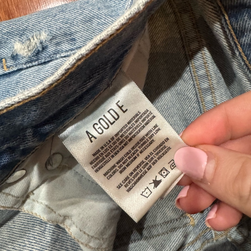 Agolde 90's Mid Rise Loose Distressed Button Fly Jeans Size 24 - Picture 5 of 8